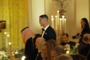 C罗出席白宫为沙特王储举行的晚宴，乔治娜陪同